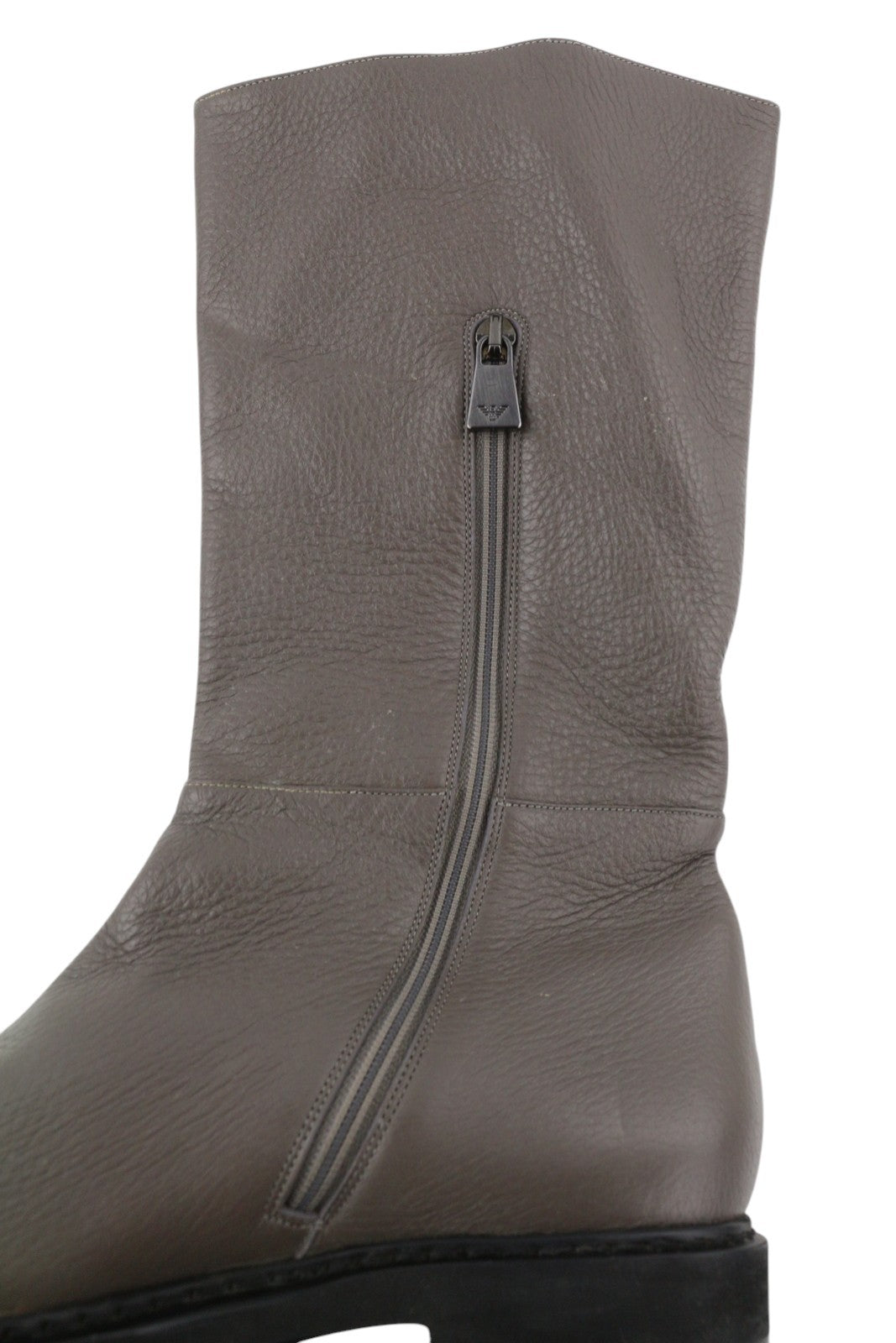 EMPORIO ARMANI X3N151 Women Boots EU37 Grey Leather Almond Toe Zipper Mid Top