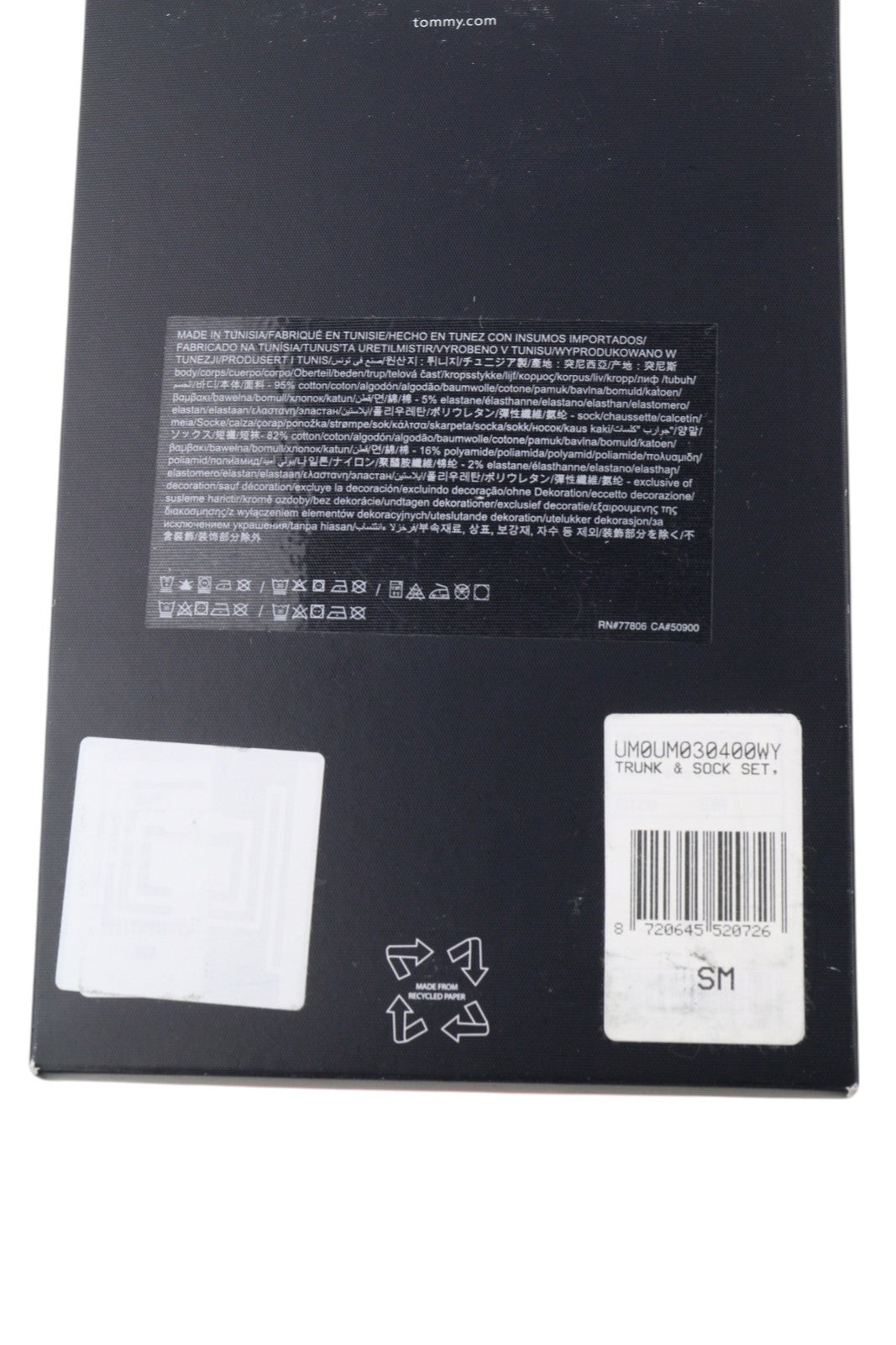 TOMMY HILFIGER Men Underwear S Blue Trunk & Sock Set Embroidered Boxers