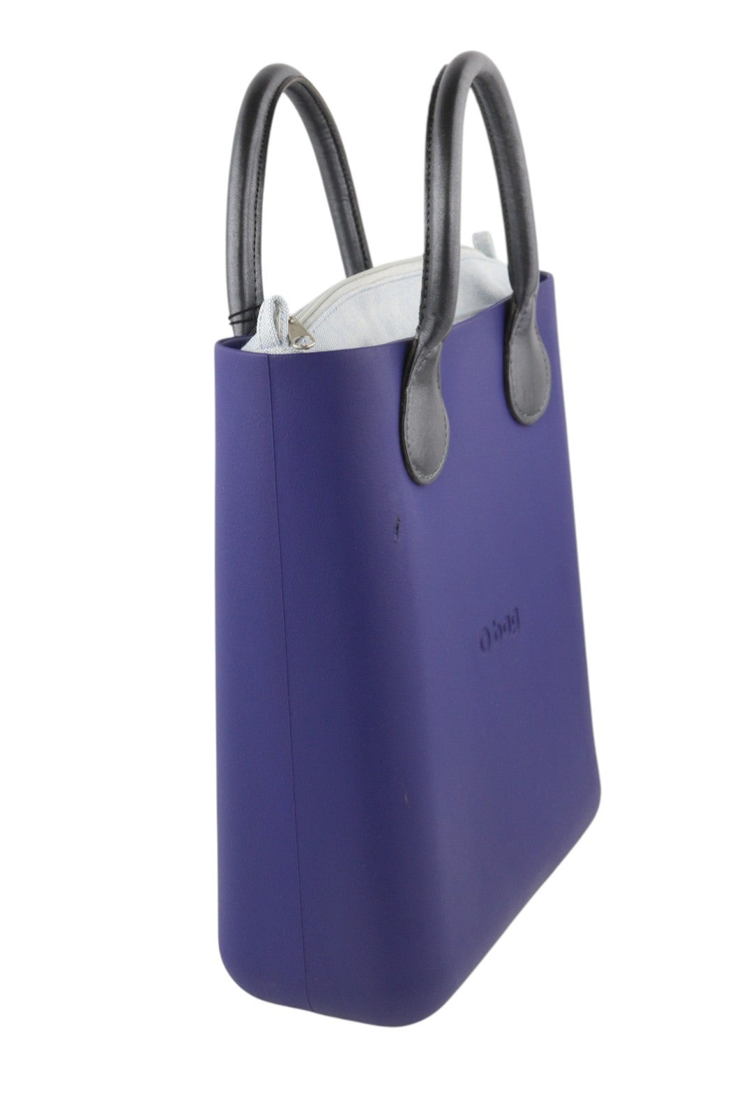O BAG Chic Women Bag OS Blue Double Handle Mini Tote Inner Pouch Square Logo
