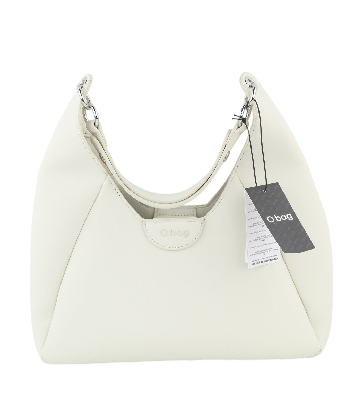 O BAG Ginevra Women Bag OS White Magnetic Close Lined Hobo Crossbody Logo