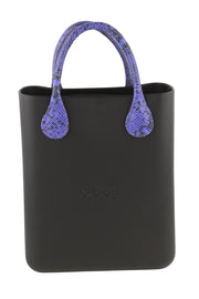 O BAG Chic Women Bag OS Black Purple Inner Bag Double Handle Square Tote