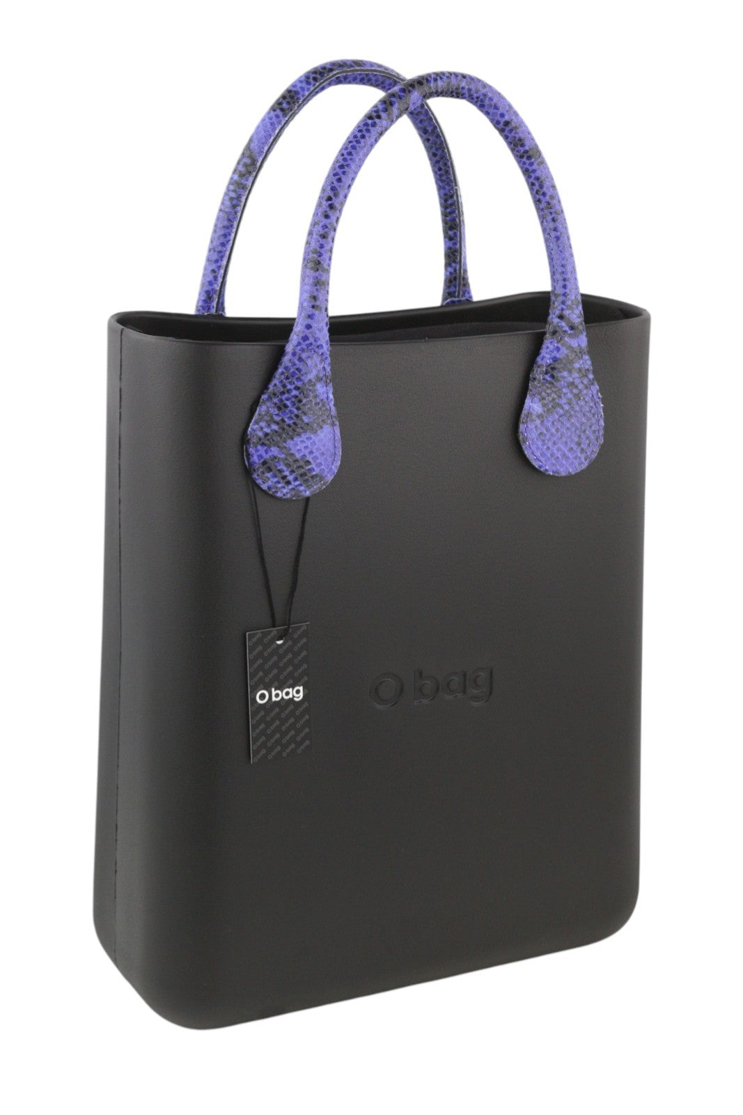 O BAG Chic Women Bag OS Black Purple Square Tote Inner Bag Logo Handles