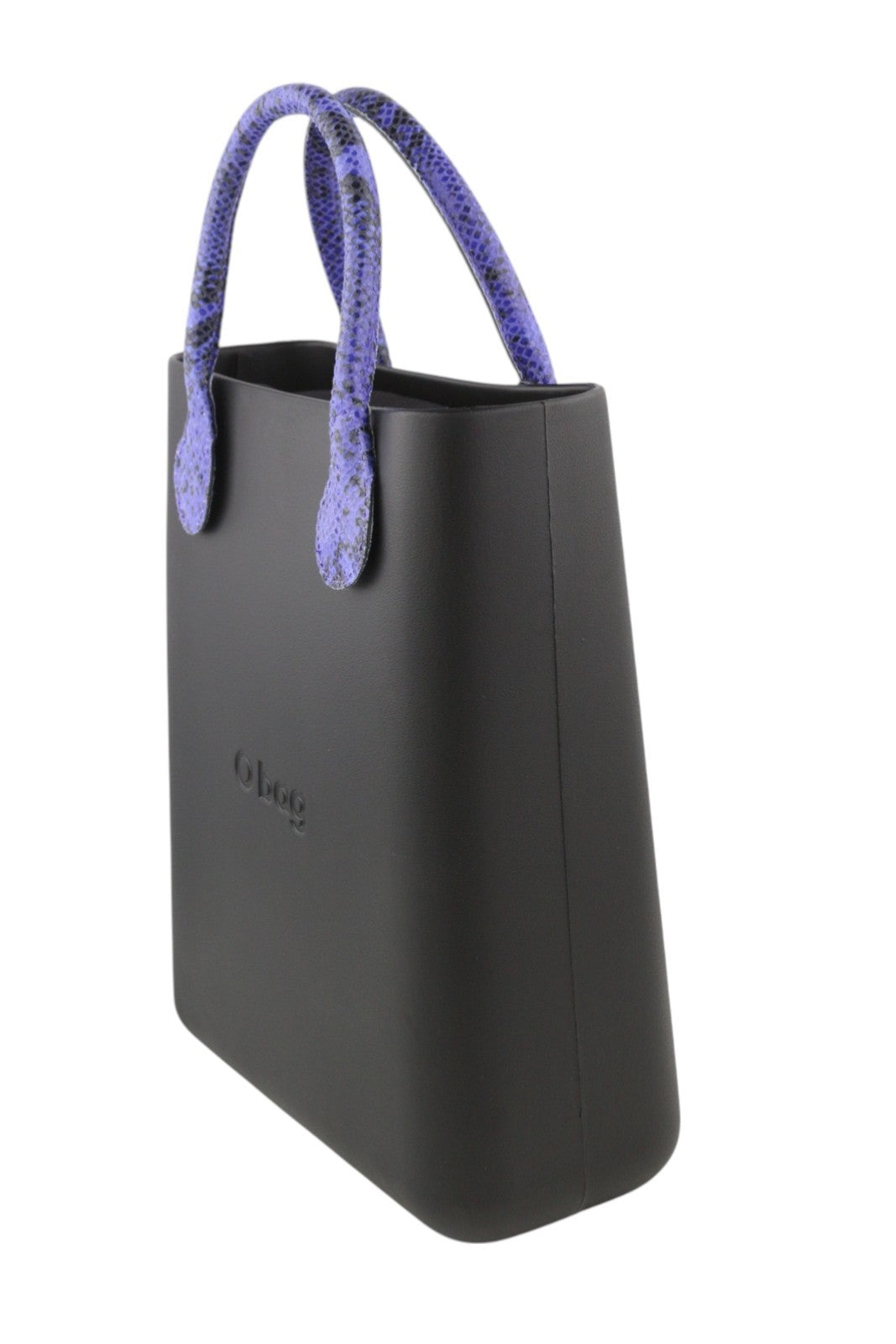O BAG Chic Women Bag OS Black Purple Square Tote Inner Bag Logo Handles