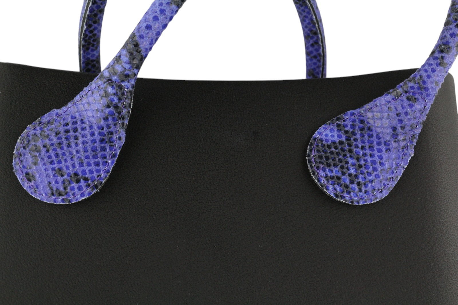 O BAG Chic Women Bag OS Snake Purple Square Tote Inner Bag Black Detail