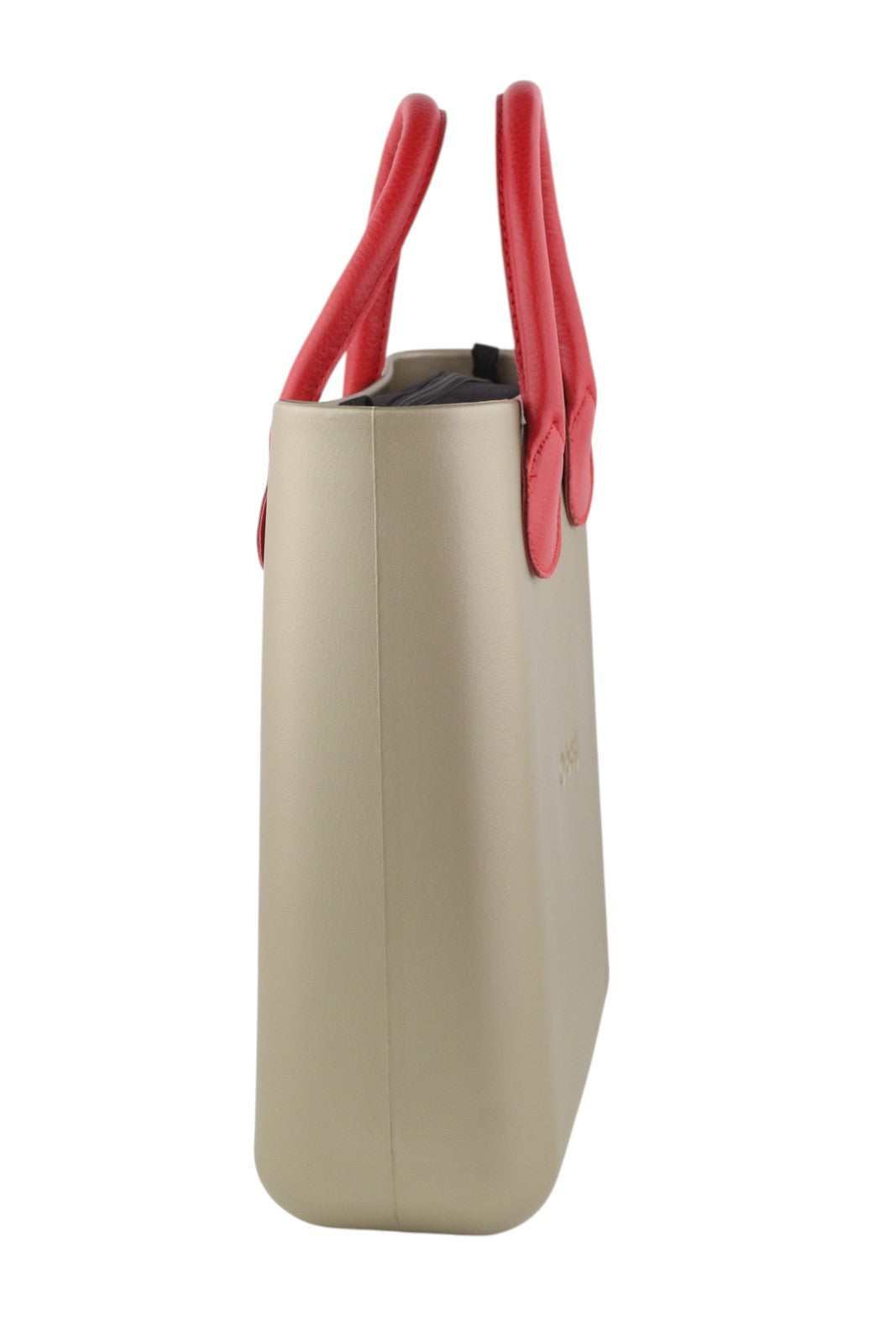 O BAG Chic Women Bag OS Brown Gold Square Tote Double Handles Inner Pouch