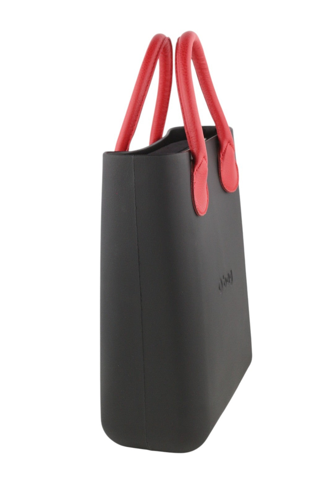 O BAG Chic Women Bag OS Black Red Double Handle Inner Pouch Square Tote