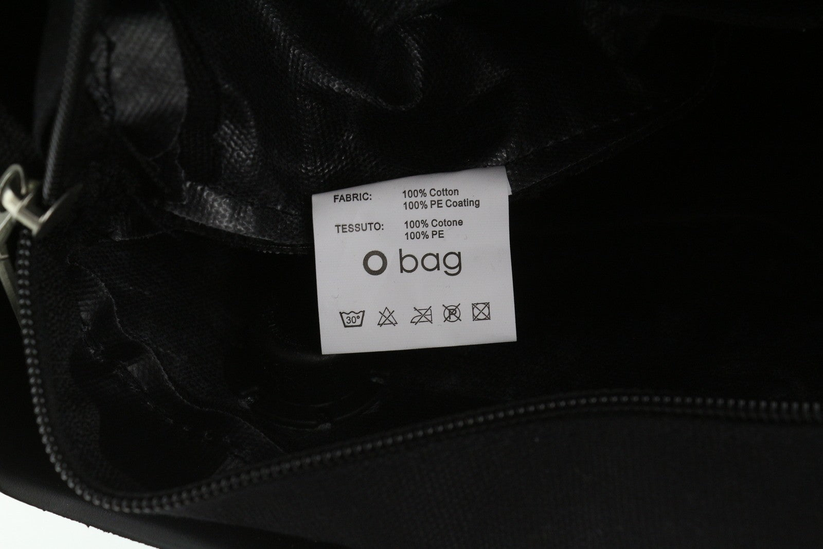 O BAG Chic Women Bag OS Black Textured Pattern Front Square Tote Inner Pouch