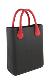 O BAG Chic Women Bag OS Black Textured Pattern Front Inner Pouch Dark Tote