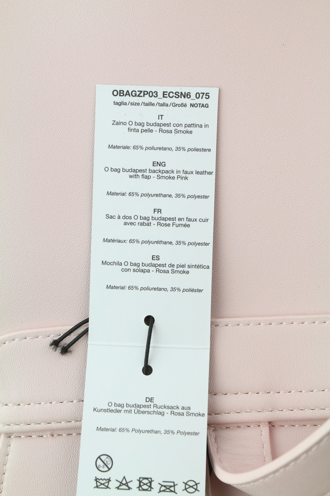 O BAG Zaino Women Bag OS Light Pink Double Handle Backpack Magnetic Closure