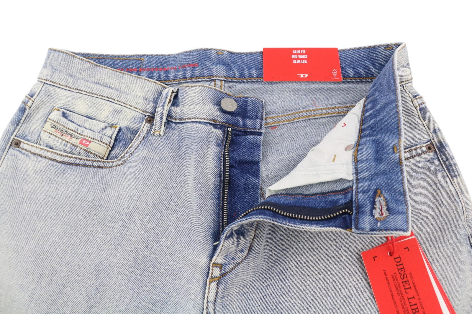 DIESEL 2019 D-Strukt 9C08L Men Jeans W30/L32 Blue Washed Slim Fit RRP350