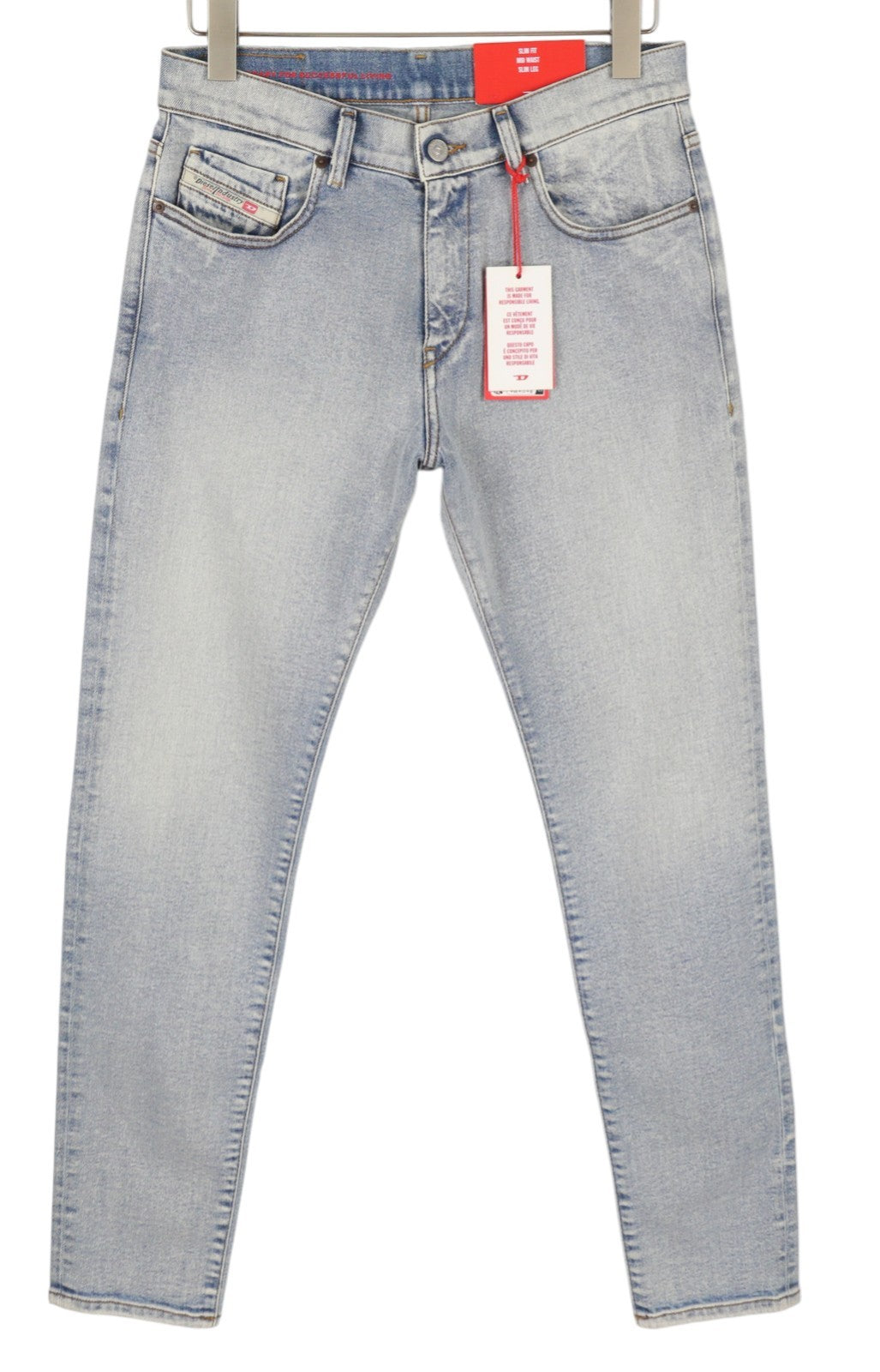 DIESEL 2019 D-Strukt 9C08L Men Jeans W30/L30 Blue Faded Slim Fit RRP350