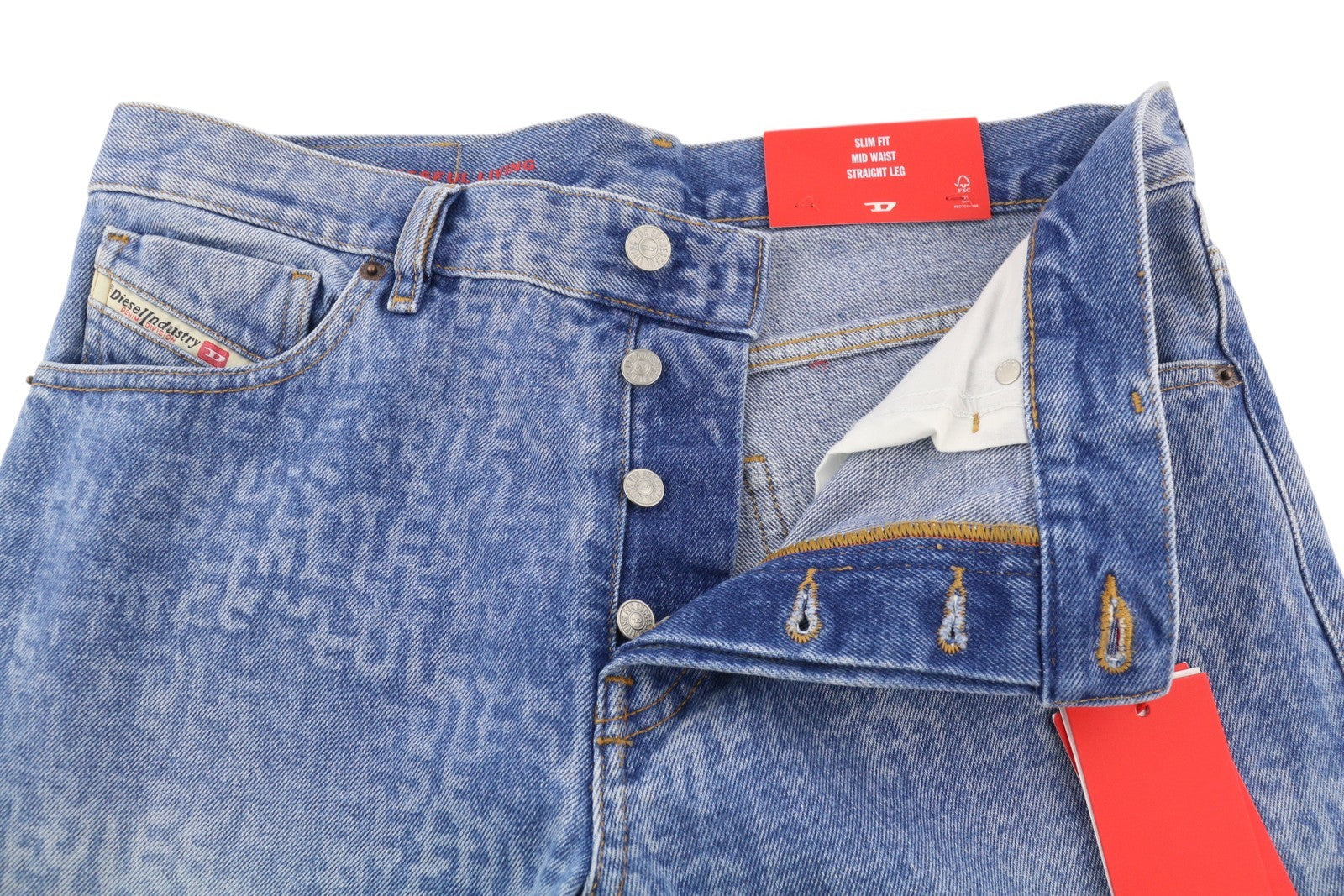 DIESEL 1995 007F5 Men Jeans W32/L34 Patterned Straight Slim Fit RRP250