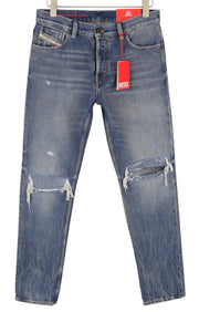 DIESEL 1995 09E02 Men Jeans W31/L32 Blue Ripped Distress Slim Straight RRP375