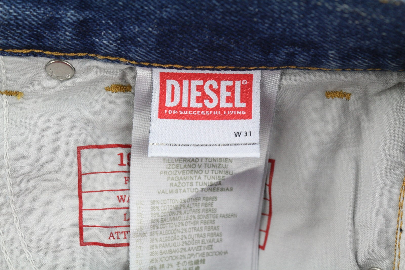 DIESEL 1995 09E02 Men Jeans W31/L32 Blue Ripped Distress Slim Straight RRP375