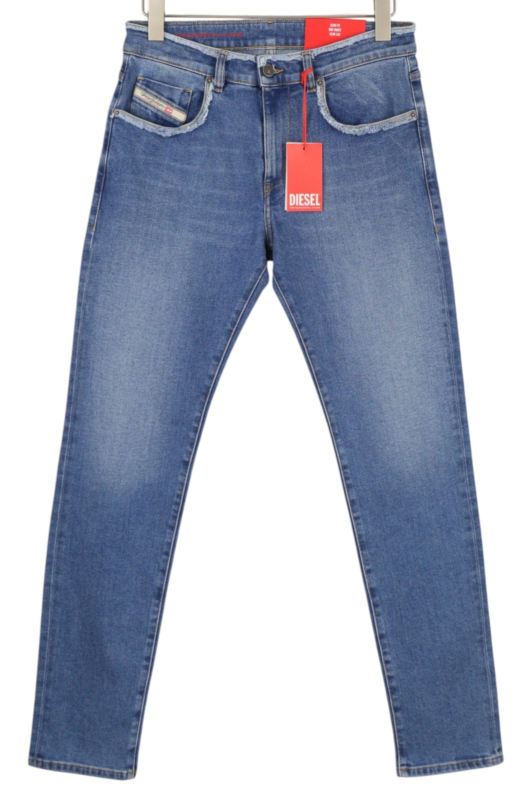 DIESEL 2019 D-Strukt-Sp 09E19 Men Jeans W31/L34 Blue Faded Slim Zip