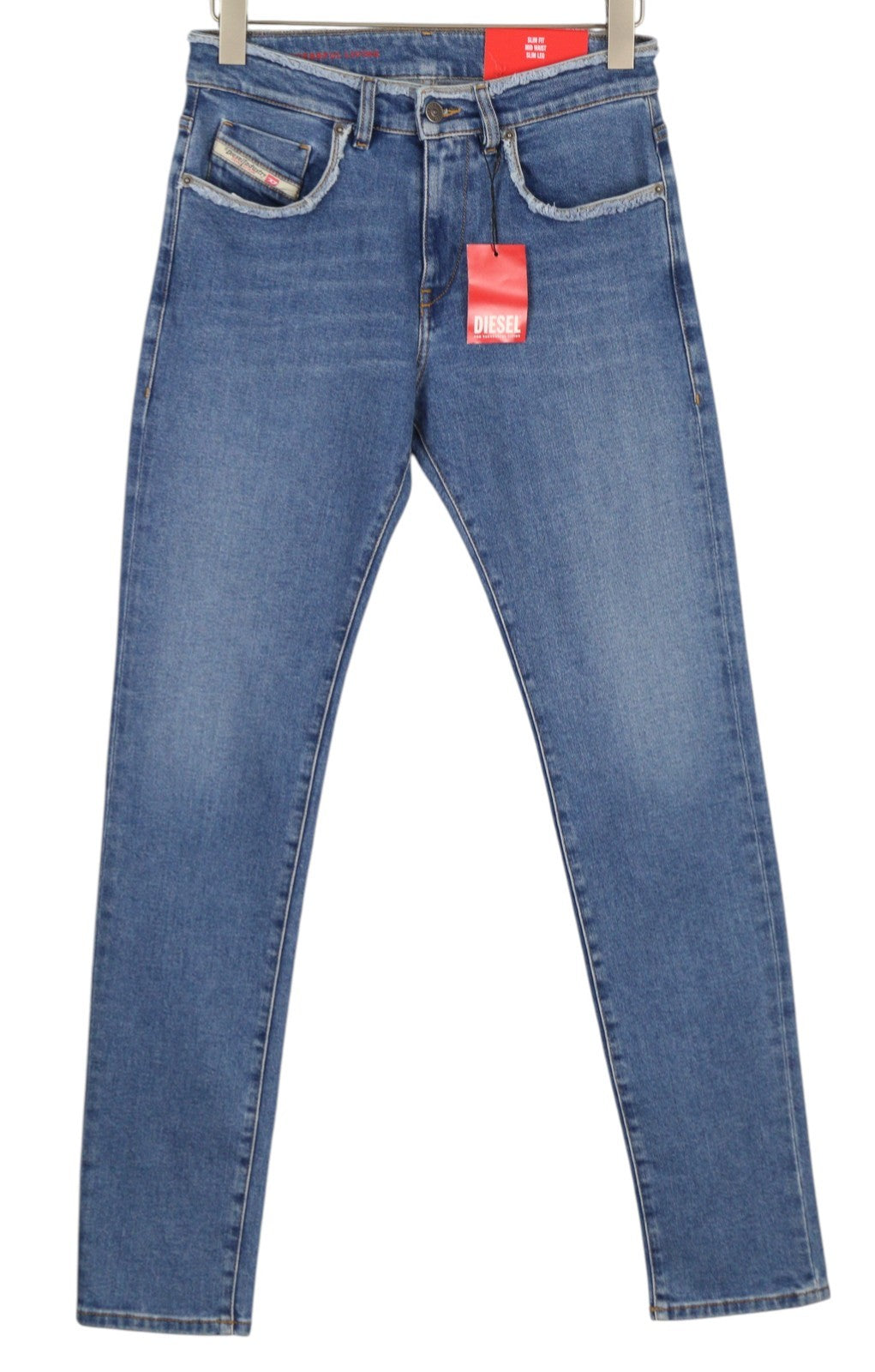 DIESEL 2019 D-Strukt-Sp 09E19 Men Jeans W28/L32 Blue Washed Slim Fit Zip