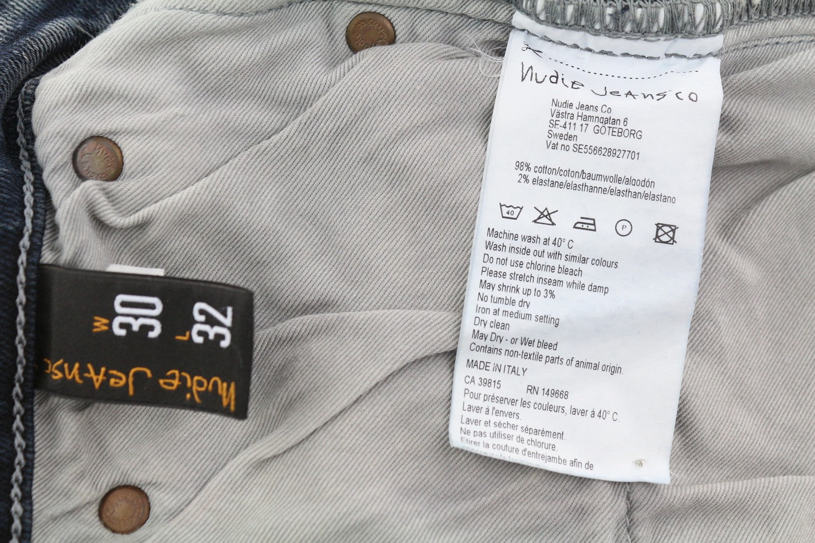 NUDIE JEANS Skinny Lin Patches Men Jeans W30/L32 Grey Washed Faded Zip Denim