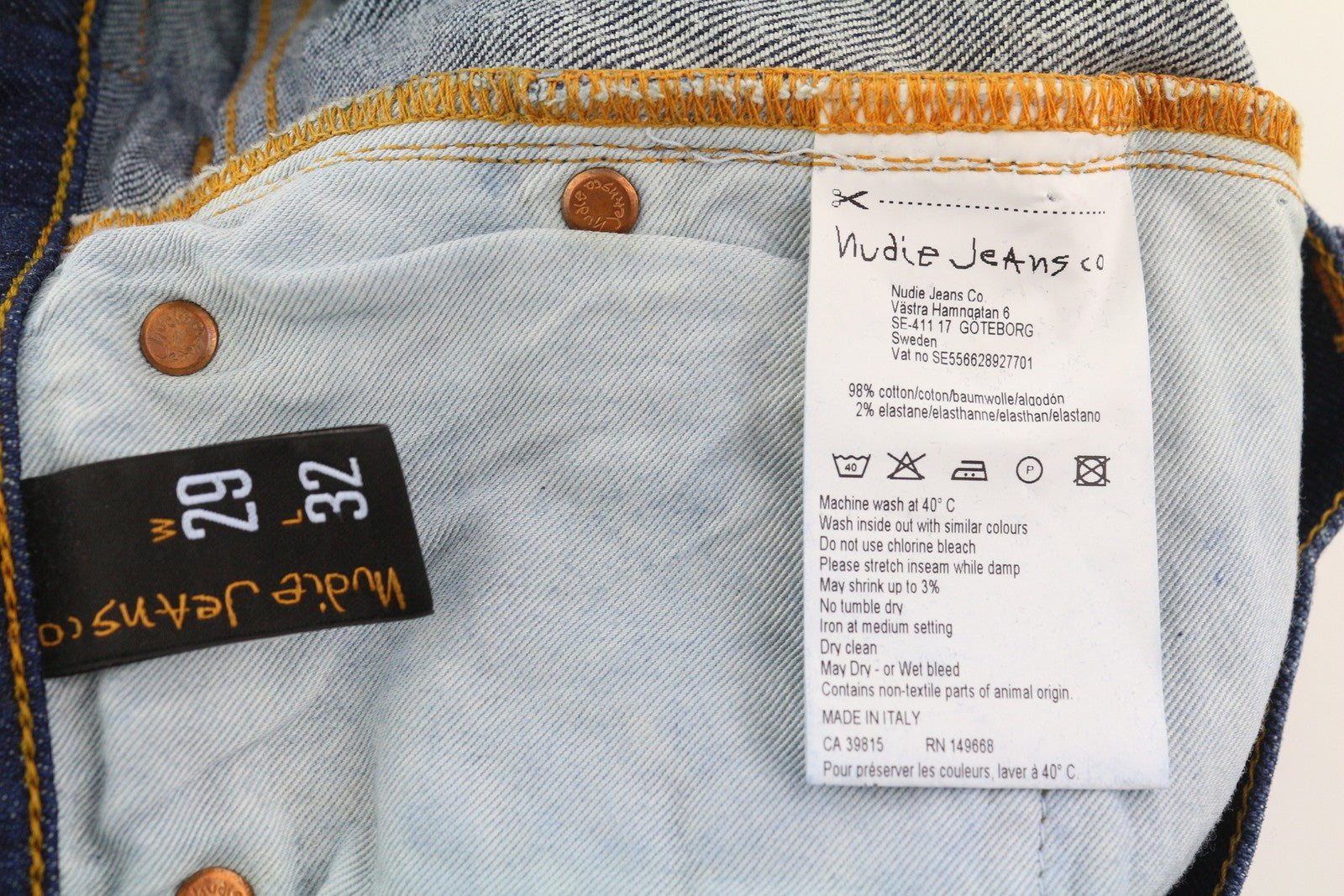 NUDIE JEANS Tilted Tor Men Jeans W29/L32 Patch Mended Slim Button Faded Blue