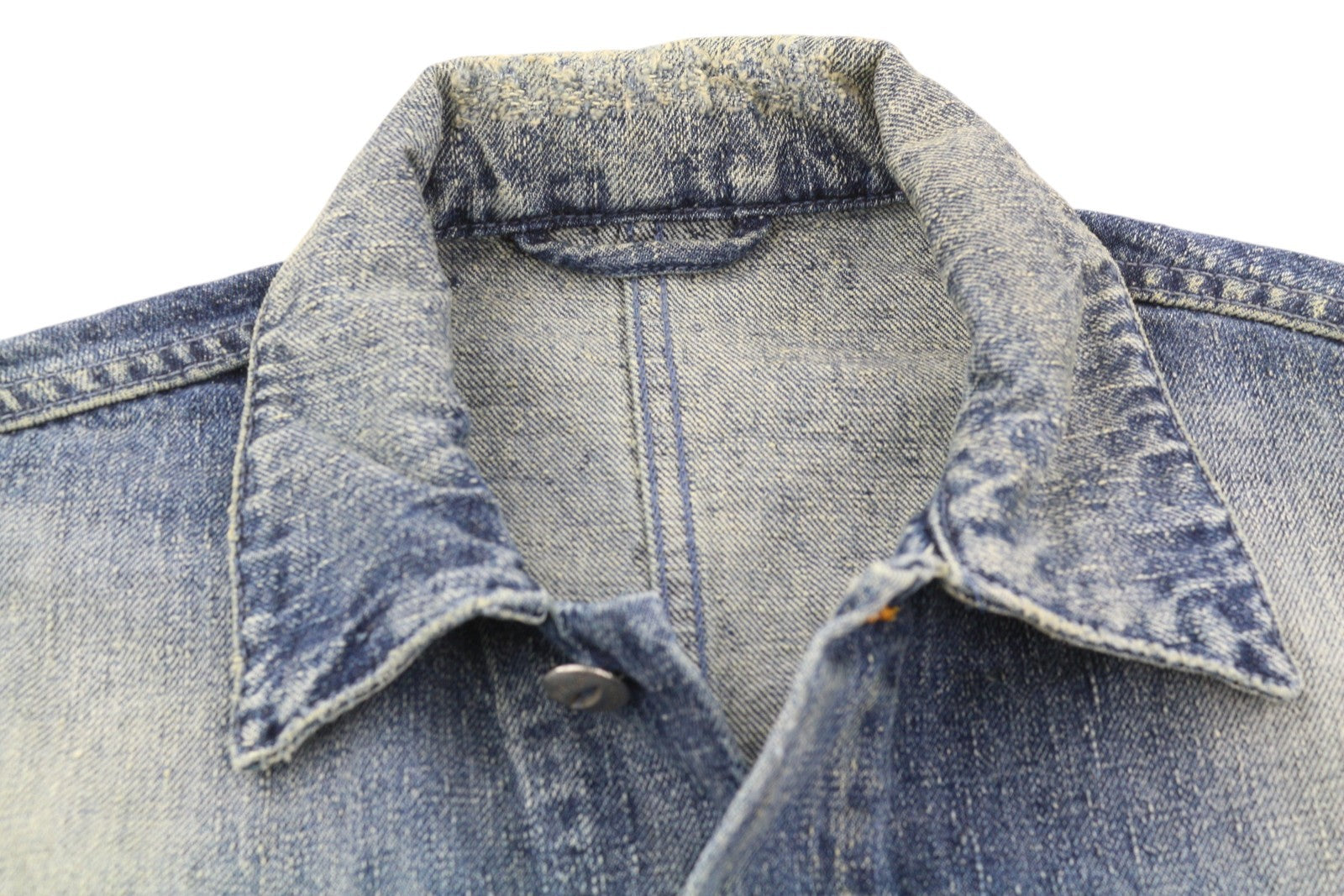 NUDIE JEANS Tryggve Men Jacket S Cosmic Blue Faded Denim Button Patch Pockets