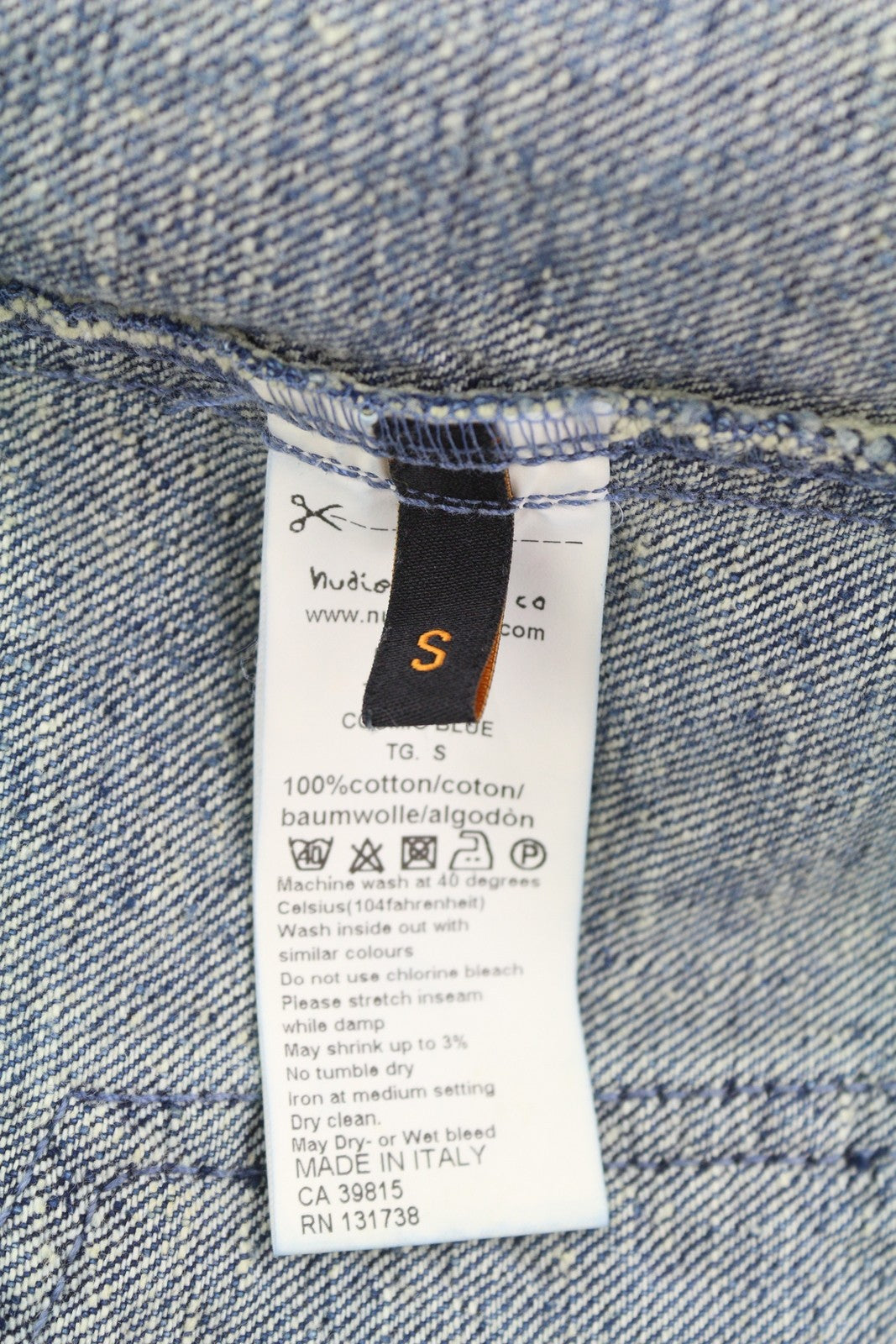 NUDIE JEANS Tryggve Men Jacket S Cosmic Blue Faded Denim Button Patch Pockets