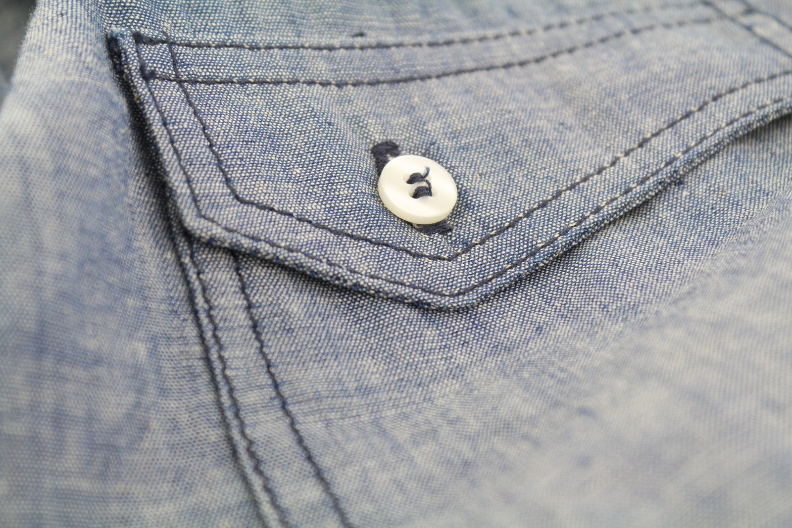 NUDIE JEANS Conny Men Shirt M Blue Washed Button-Up Faded Patch Pockets