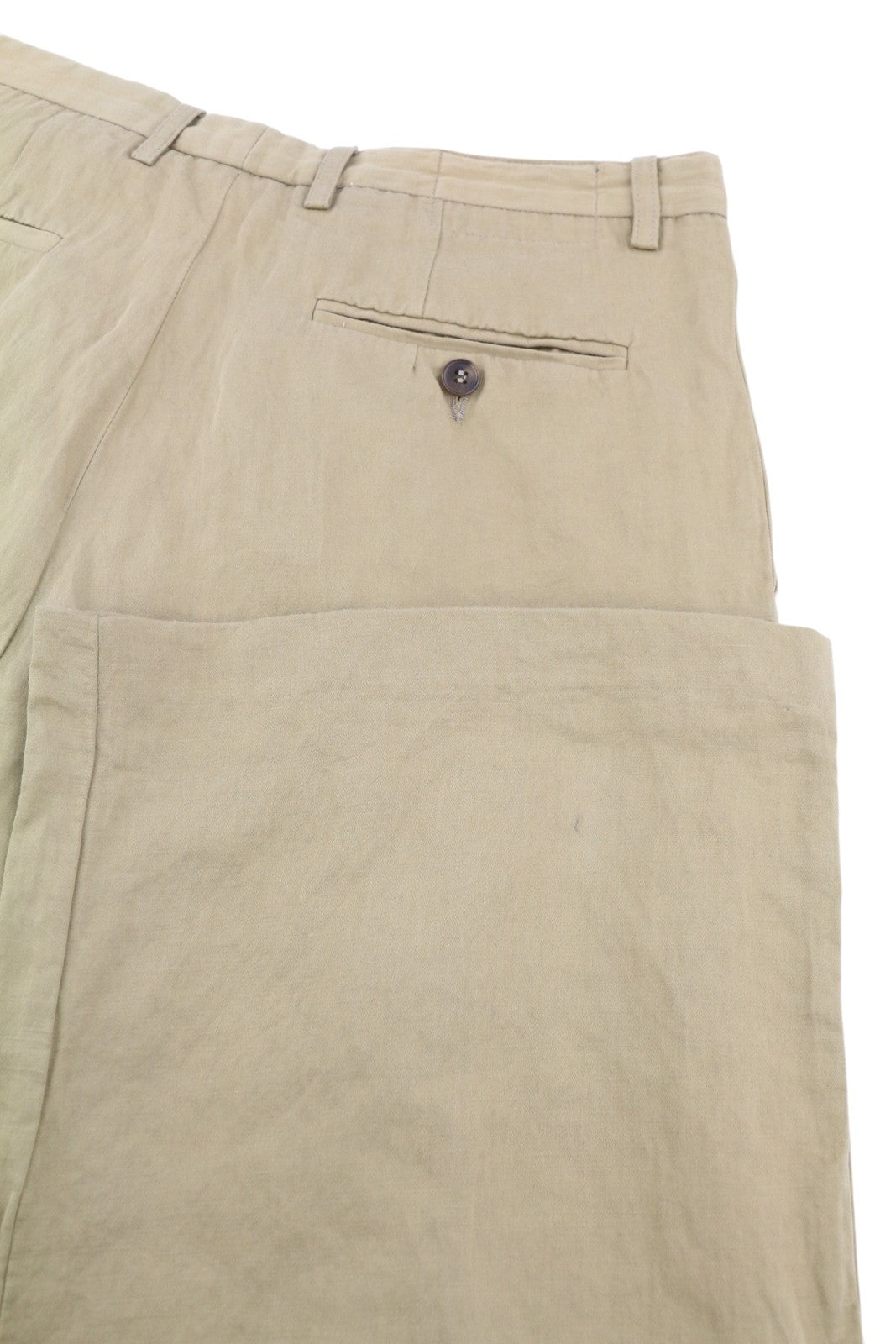 R13 Wide Leg Women Trousers 27 Beige Linen Blend Pleated Logo Pockets