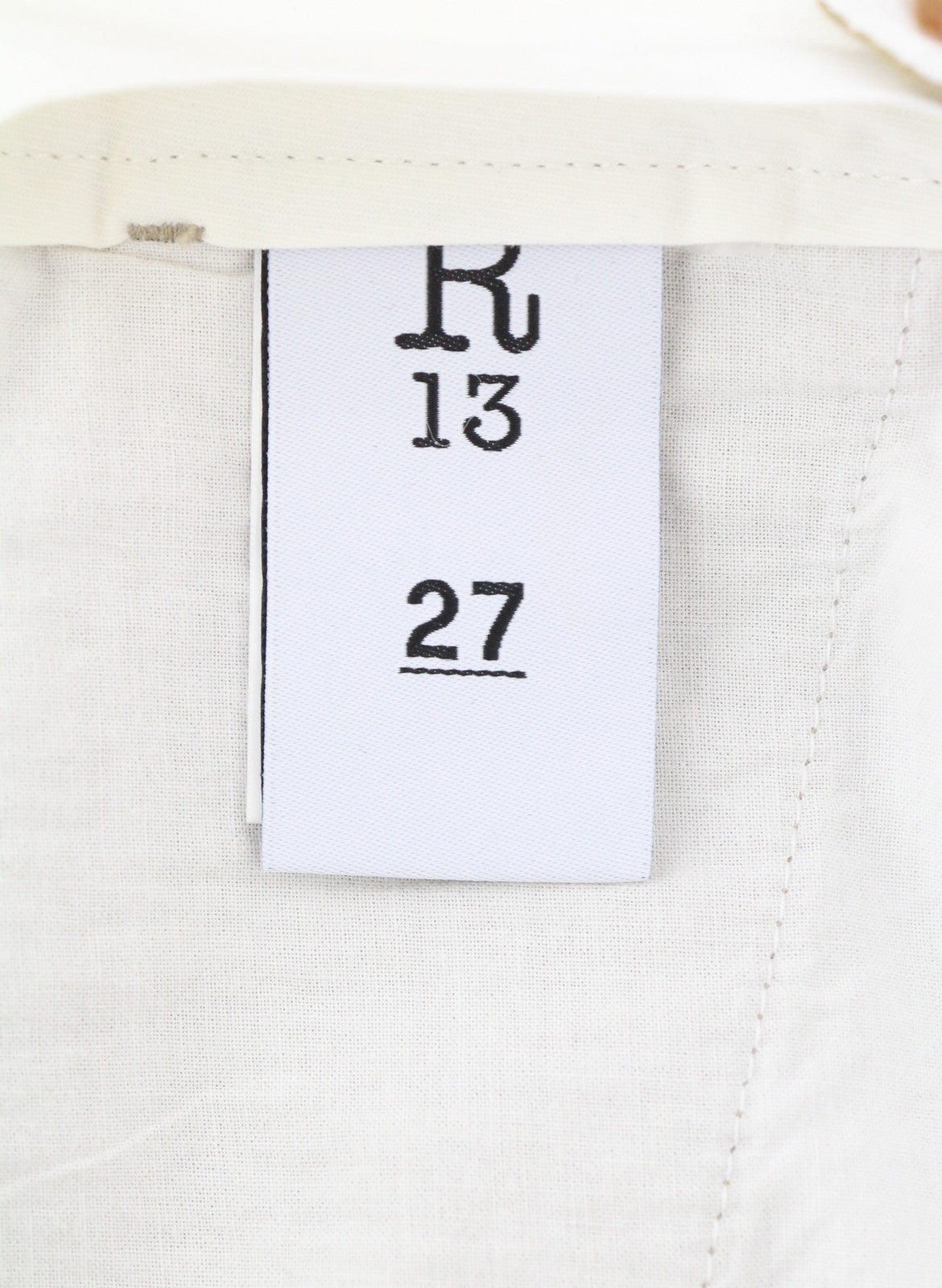 R13 Wide Leg Women Trousers 27 Beige Linen Blend Pleated Logo Pockets