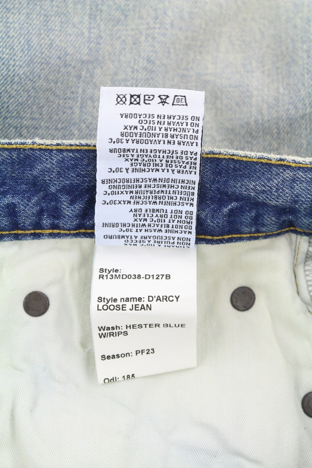 R13 D'Arcy Loose Women Jeans 32 Hester Blue Ripped Distressed Faded Denim