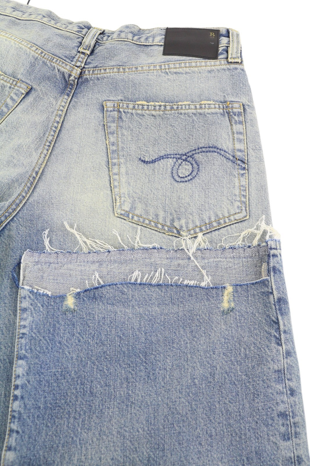 R13 D'Arcy Loose Women Jeans 32 Hester Blue Ripped Distressed Faded Denim