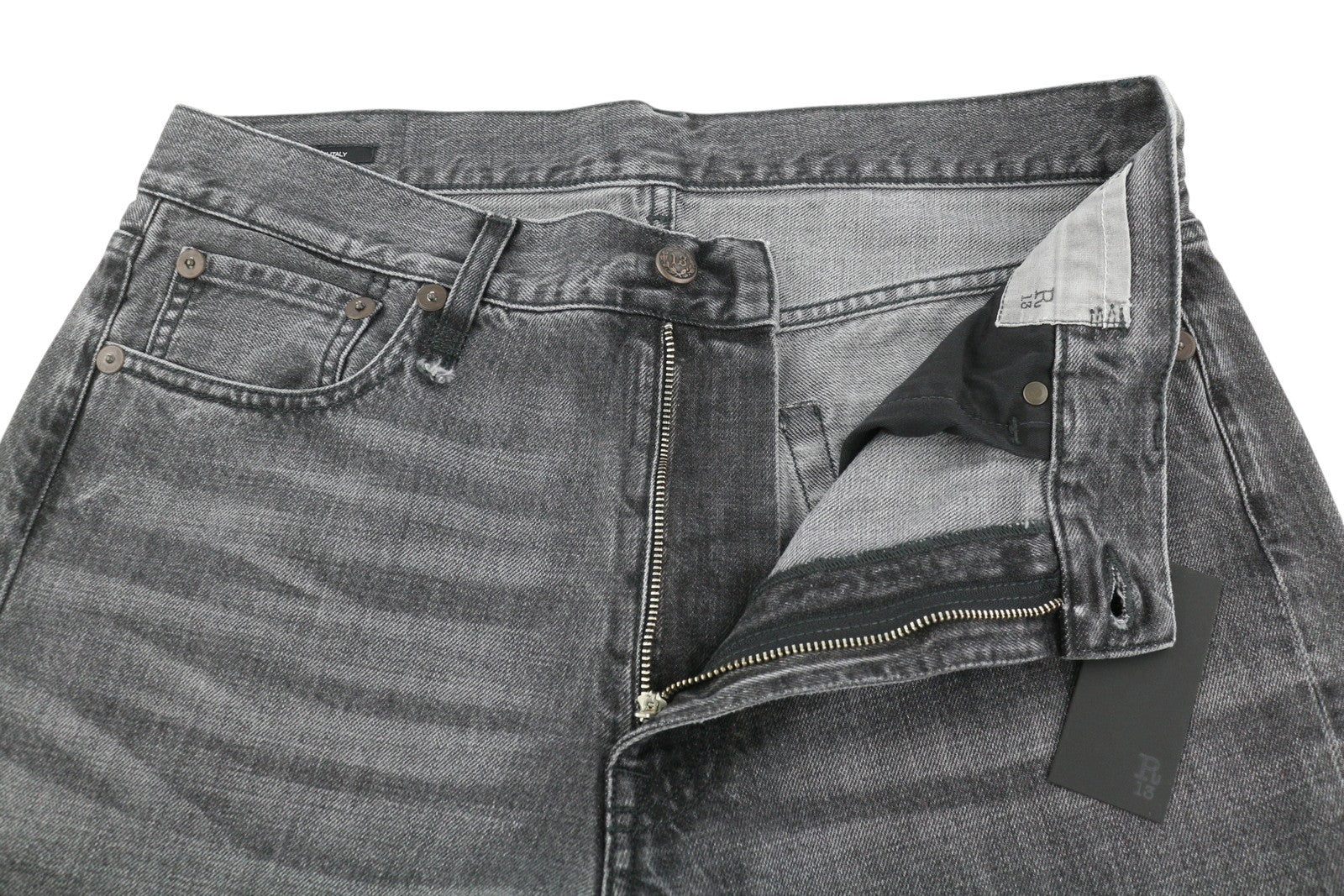 R13 Boyfriend Women Jeans 29 Wilson Black Washed Faded Cropped Ankle