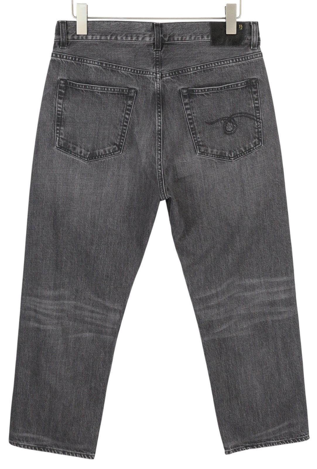 R13 Boyfriend Women Jeans 25 Wilson Black Washed Faded Cropped Ankle