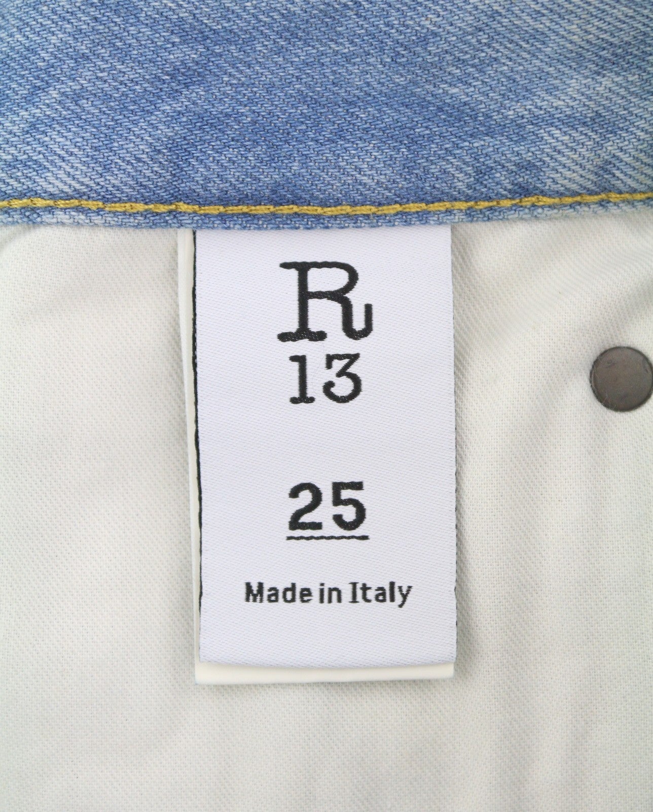 R13 Cross Over Women Shorts 25 Washed Blue Denim Asymmetrical Distress RRP599