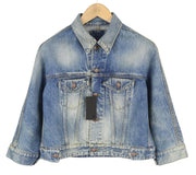 R13 Cropped Raglan Trucker Women Jacket M Jasper Oversized Faded Denim