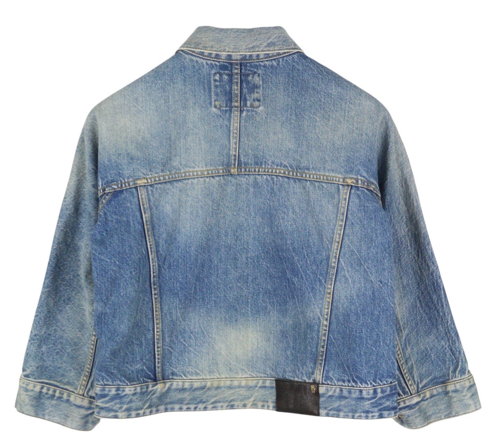 R13 Cropped Raglan Trucker Women Jacket M Jasper Oversized Faded Denim