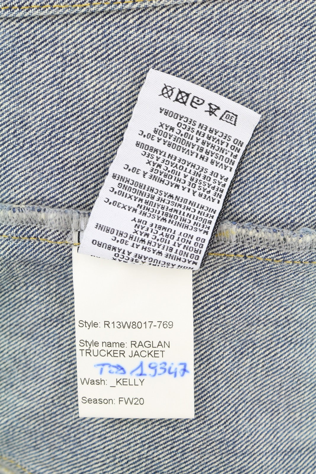 R13 Raglan Trucker Women Jacket M Kelly Relaxed Button-Up Washed Denim