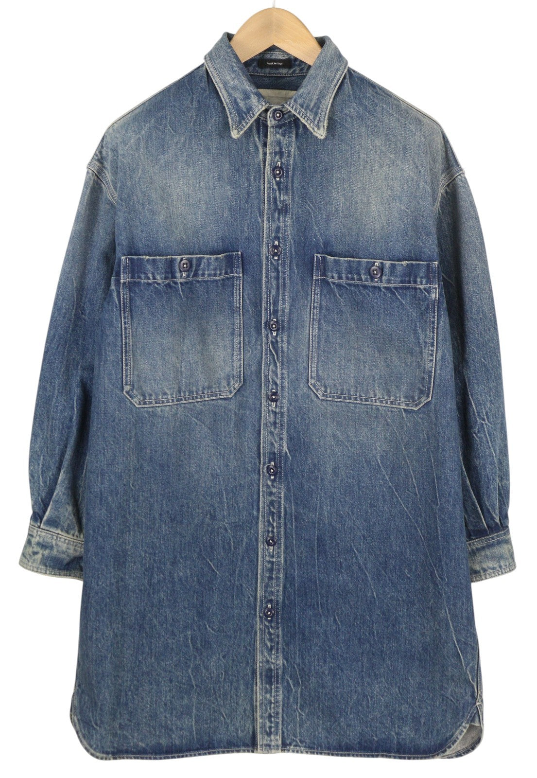 R13 Usn Long Sleeve Shirt Women Dress M Kelly Buttoned Washed Denim Blue