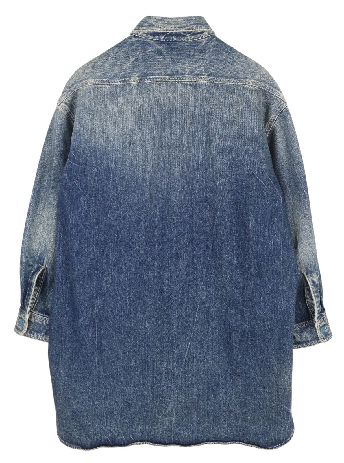 R13 Usn Long Sleeve Shirt Women Dress M Kelly Buttoned Washed Denim Blue