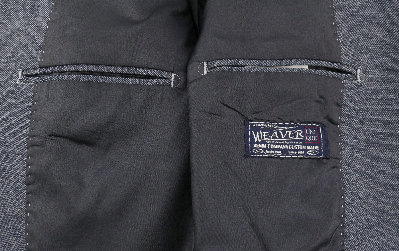 WEAVER Men Blazer 54 Blue Pattern Elbow Patch Notch Lapel Single Breasted