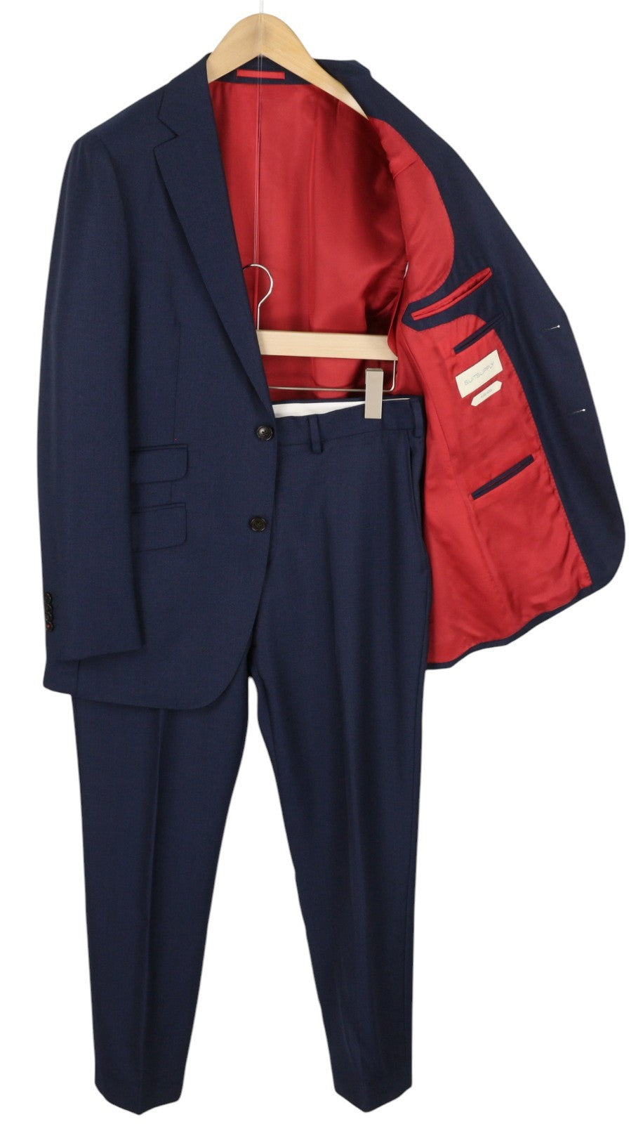 SUITSUPPLY Sienna Ticket Pocket Men Suit UK40R Dark Blue Wool Pattern 2in1