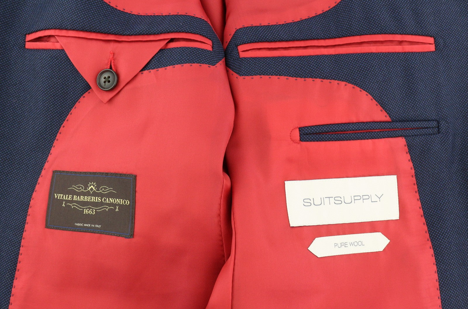 SUITSUPPLY Sienna Ticket Pocket Men Suit UK40R Dark Blue Wool Pattern 2in1