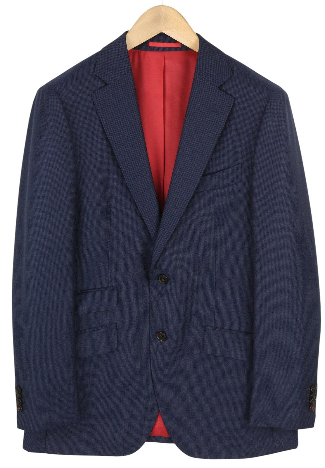 SUITSUPPLY Sienna Ticket Pocket Men Suit UK40R Dark Blue Wool Pattern 2in1