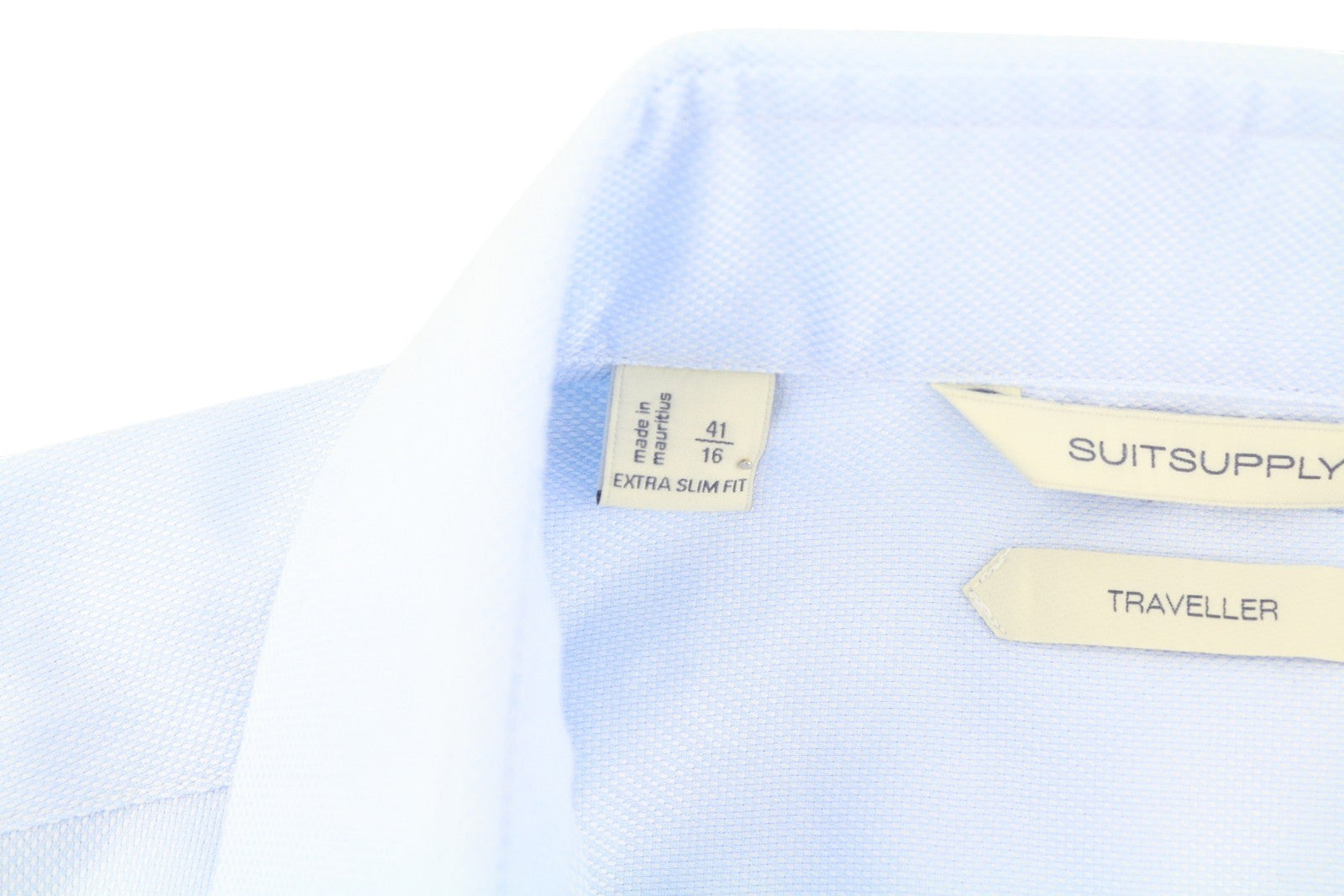 SUITSUPPLY Traveller Men Formal Shirt 41 / 16 Blue Extra Slim Buttoned