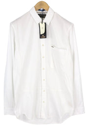 SCOTCH & SODA Men Shirt ~L White Long Sleeve Button-Up Spread Collar Logo