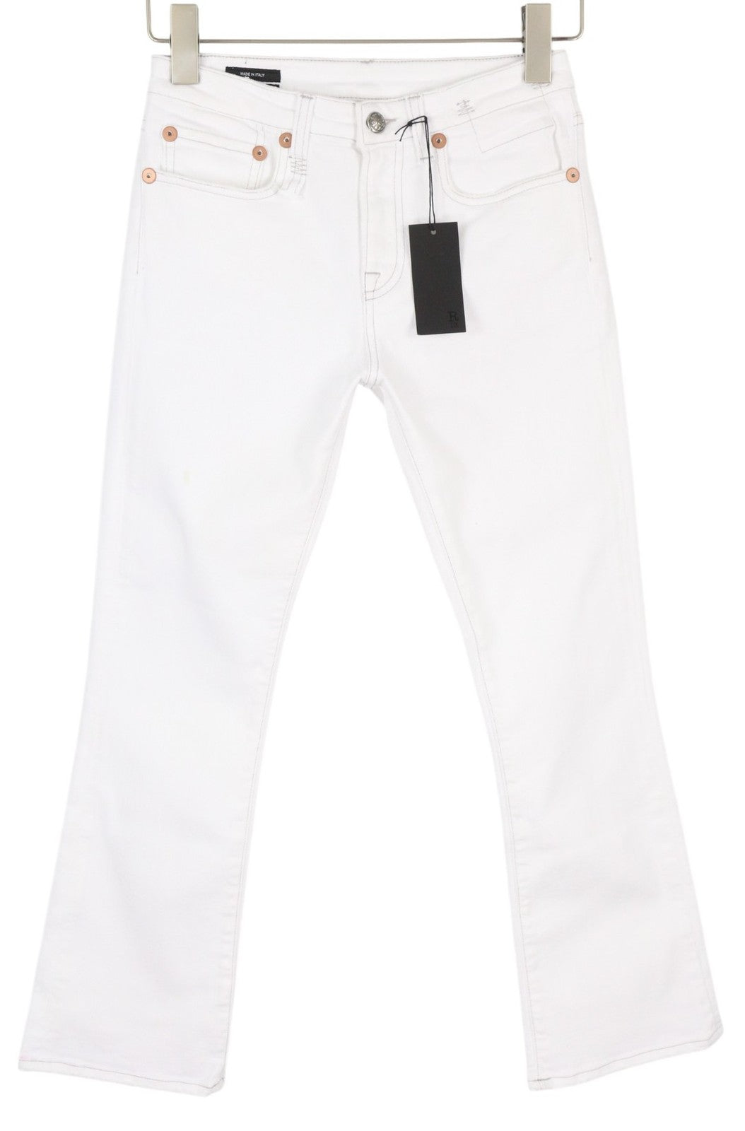R13 Kick Fit Women Jeans 25 Bale White Cropped Flared Ankle Light RRP499