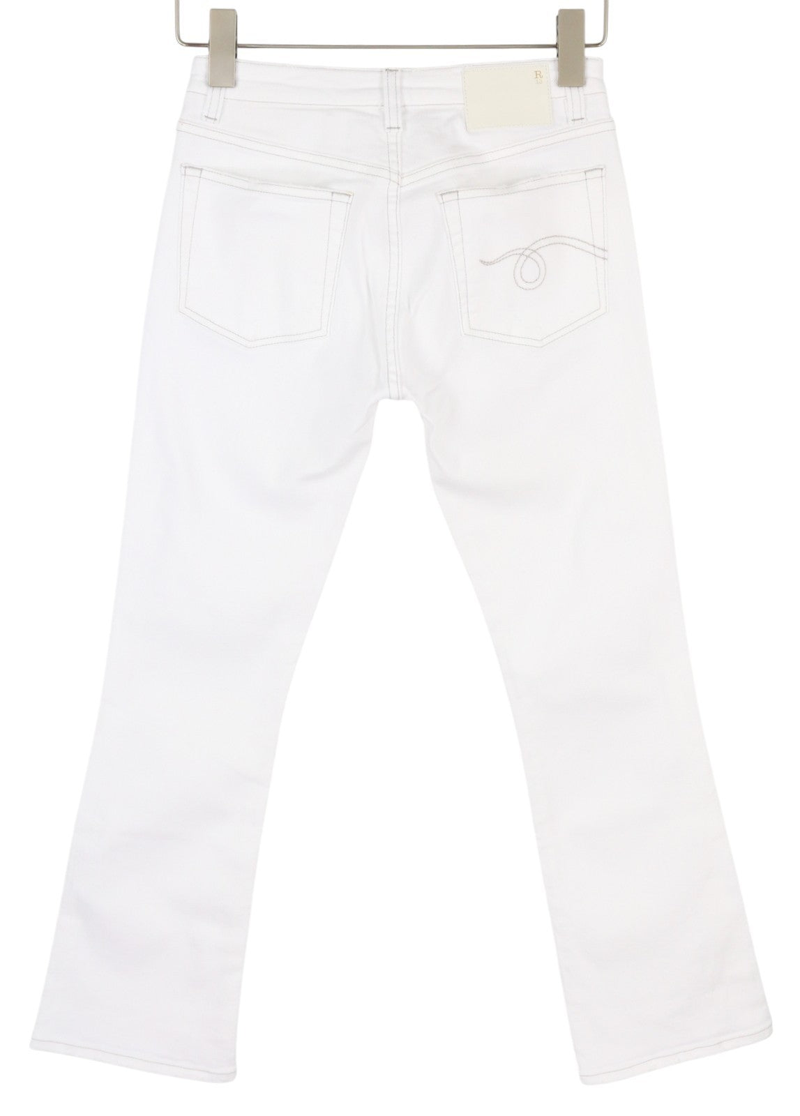 R13 Kick Fit Women Jeans 25 Bale White Cropped Flared Ankle Light RRP499