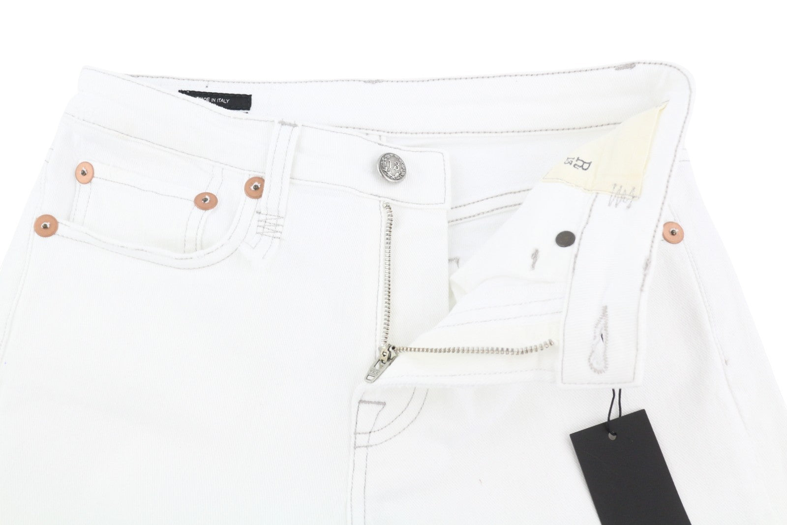 R13 Kick Fit Women Jeans 25 Bale White Cropped Flared Ankle Light RRP499