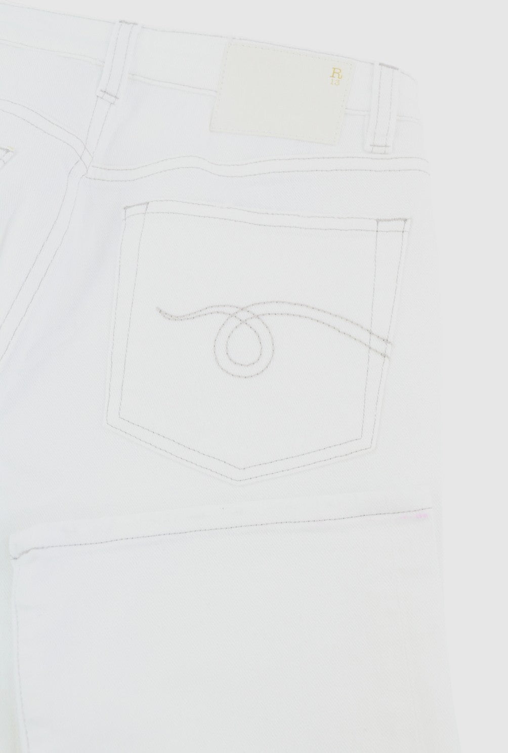 R13 Kick Fit Women Jeans 25 Bale White Cropped Flared Ankle Light RRP499