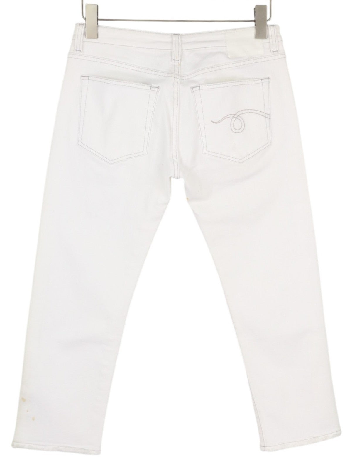 R13 Boy Straight Women Jeans 27 Bale White Cropped Ankle Light RRP499