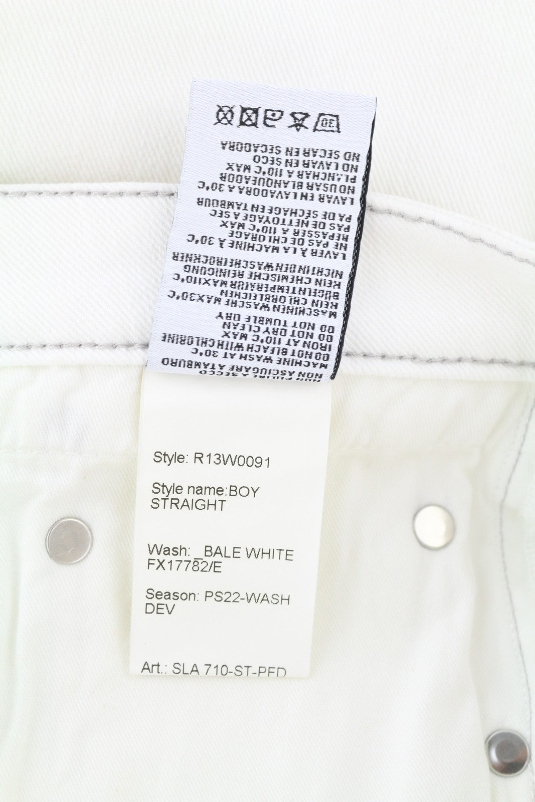 R13 Boy Straight Women Jeans 27 Bale White Cropped Ankle Light RRP499