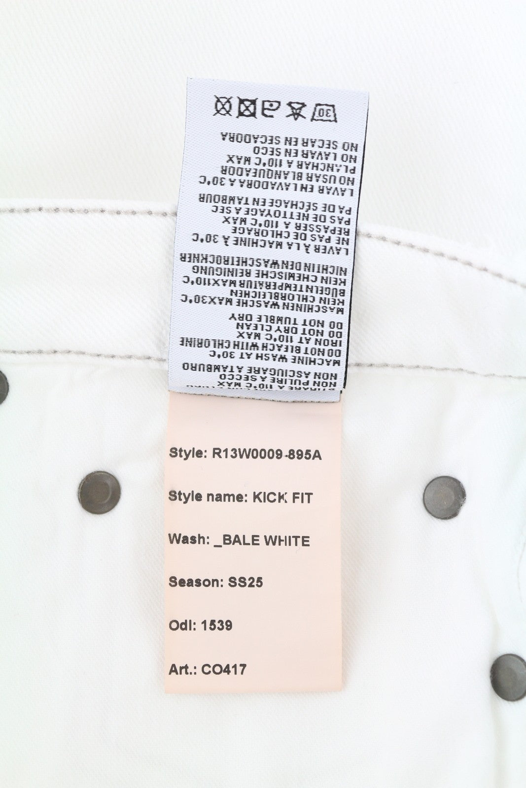 R13 Kick Fit Women Jeans 26 Bale White Cropped Flare Ankle Light RRP499